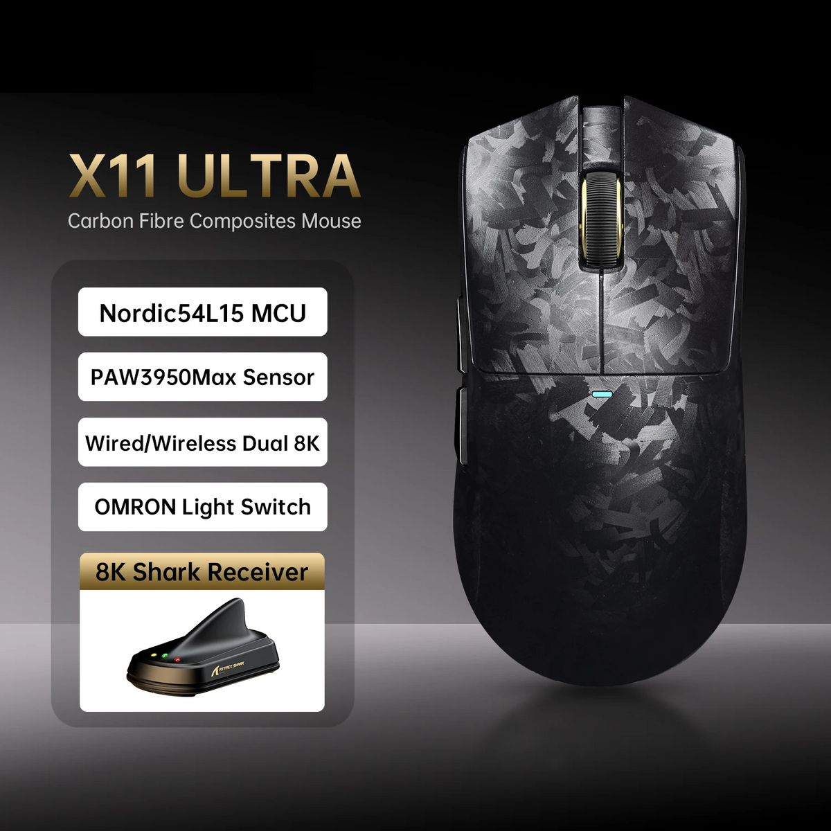Ultra-Light Wireless Gaming Mouse 42K DPI 8K Polling
