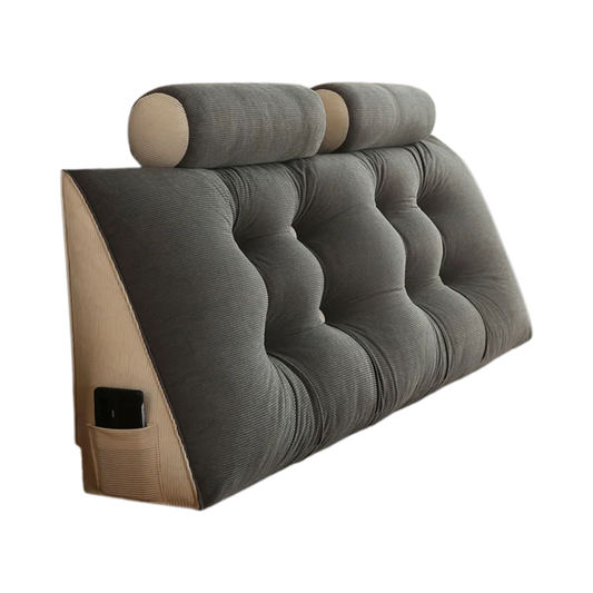 Grey Corduroy Wedge Pillow for Reading and Relaxing