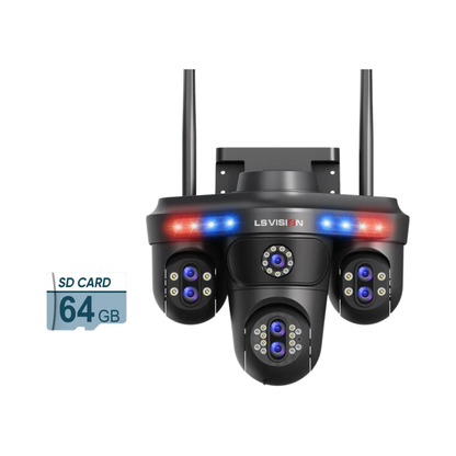 4 Screen WiFi Security Camera 10X Zoom 64G Storage