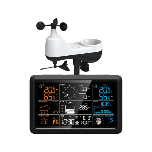 7.5 Inch Black Smart Weather Station with UV and Rainfall Meter