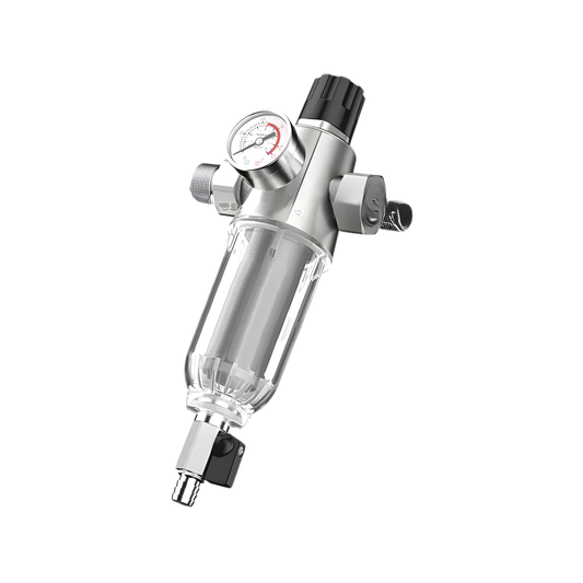 Flushable Sediment Water Filter 1/2–1" Adjustable Pressure