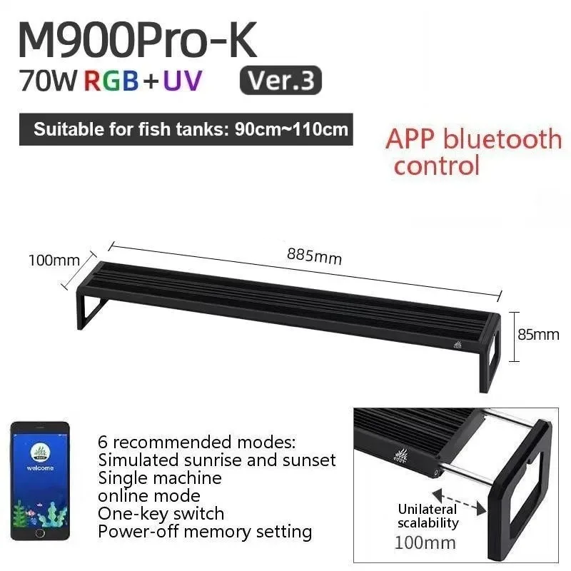 Aquarium LED Grow Light 70W for Planted Tanks