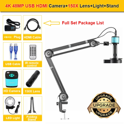 4K 48MP Industrial Microscope with Reinforced Stand for Soldering
