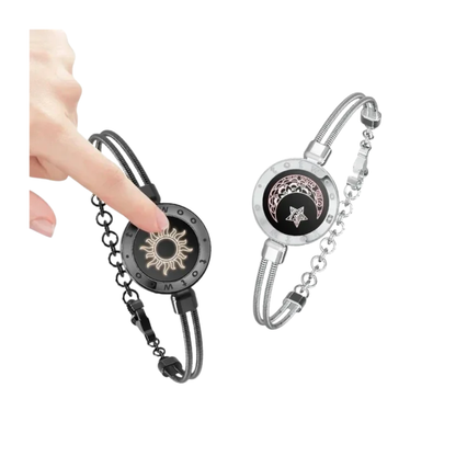 Black & Silver Couple Bracelets Touch & Vibrate