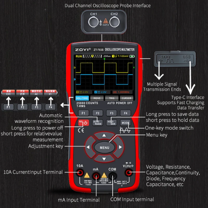 50MHz 3in1 Digital Multimeter Oscilloscope Waveform Generator