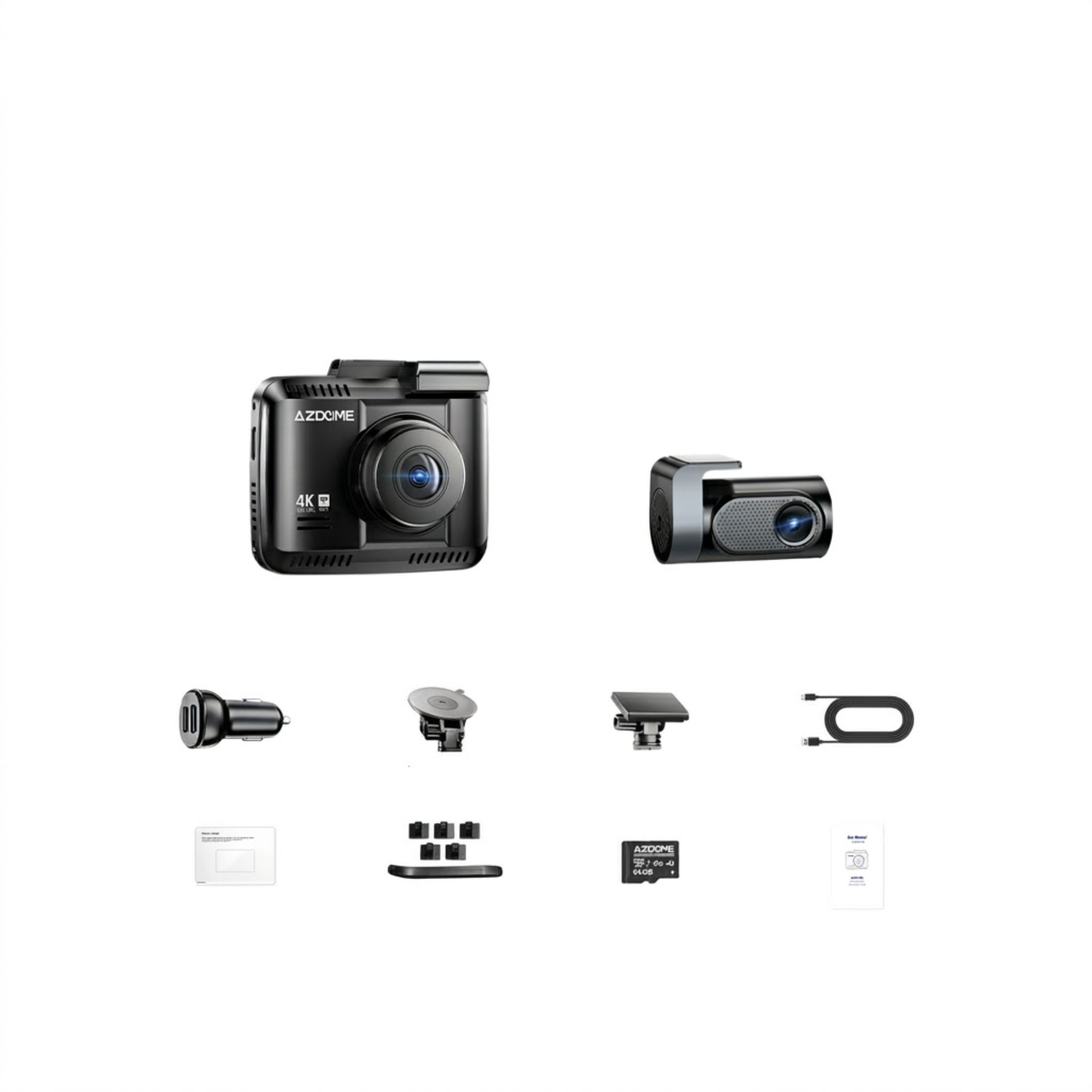 4K Dual Dash Cam ADAS GPS WiFi 64GB Card