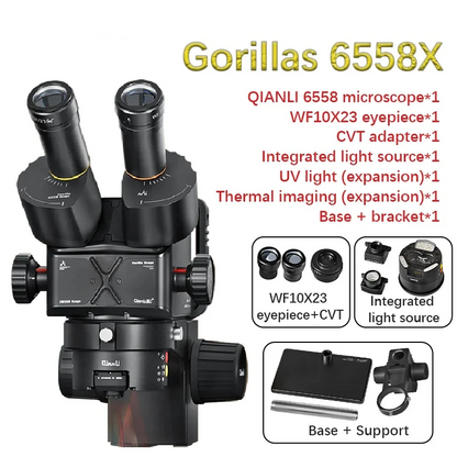 High Magnification 6.5X-58X Trinocular Microscope