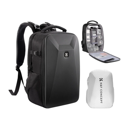 Black Large Photography Camera Bag 22L with Rain Cover