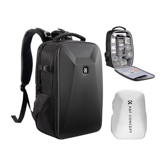 Black Large Photography Camera Bag 22L with Rain Cover