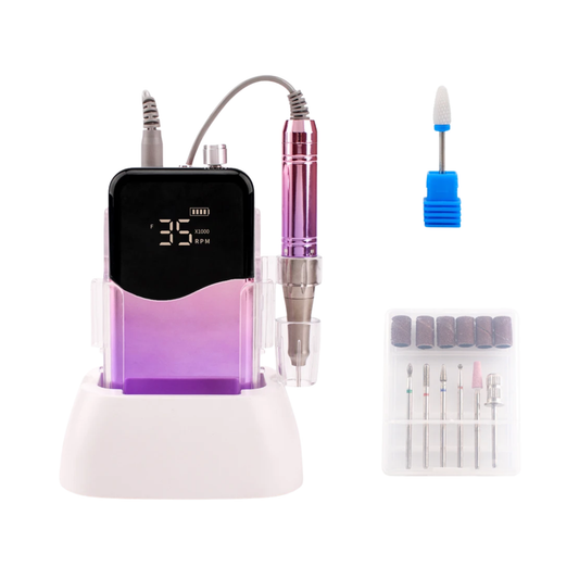 Professional 35K RPM Purple Cordless Nail Drill with Base