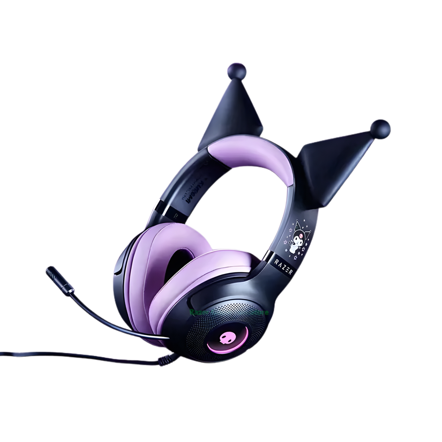 USB Wired Gaming Headset with Cardioid Mic and Kuromi Ears
