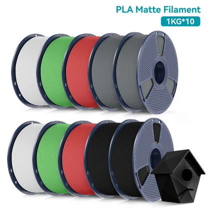 PLA Matte Filament 10KG Pack Black White Grey Red Green