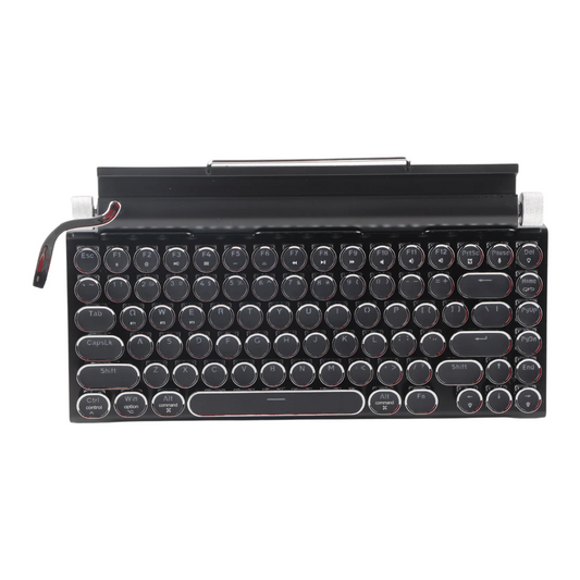 Wireless Mechanical Typewriter Keyboard with 83 Keys Black
