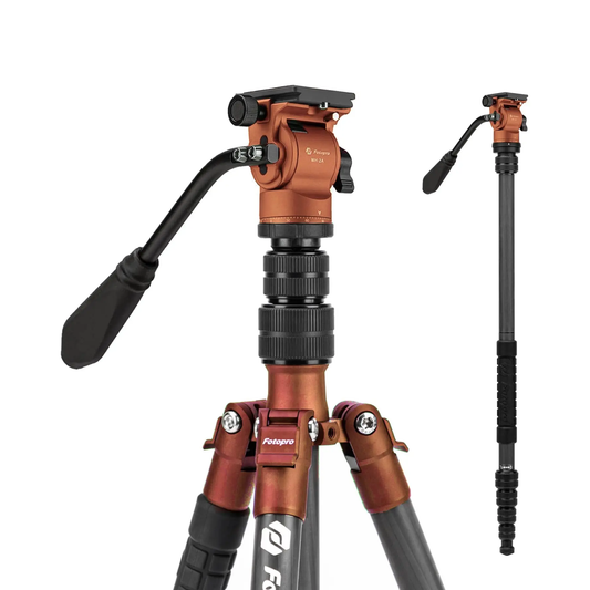 59 Inch Carbon Fiber Video Tripod Fluid Head Monopod Orange