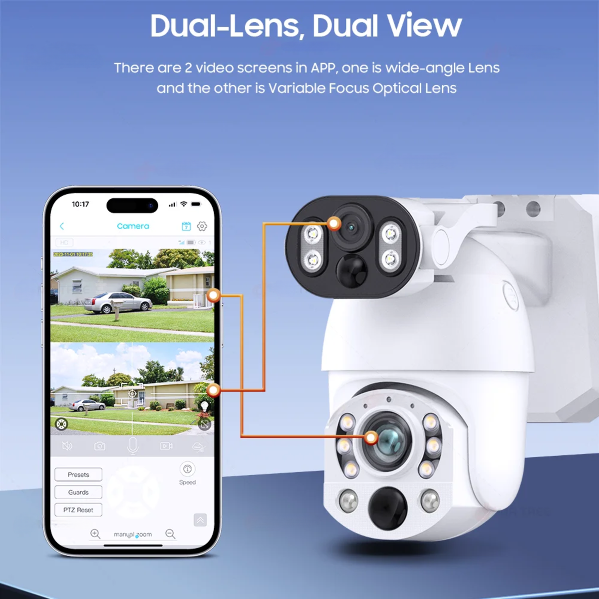 4K Solar PTZ Security Camera 10MP WiFi with 32GB