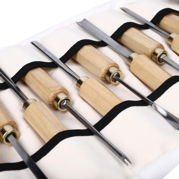 12 Piece Woodworking Chisel Set Wooden Handle Carving Tools