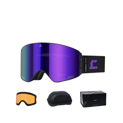 Magnetic Ski Goggles UV400 Anti-Fog Snowboard Glasses Purple