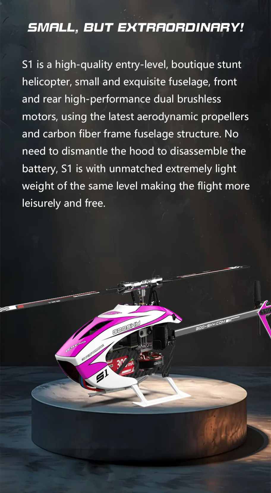 Flybarless RC Helicopter for Tricks and Precision Flying
