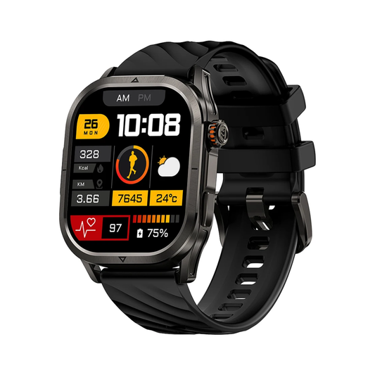 Black Rechargeable Smart Watch for Fitness and Outdoor Use