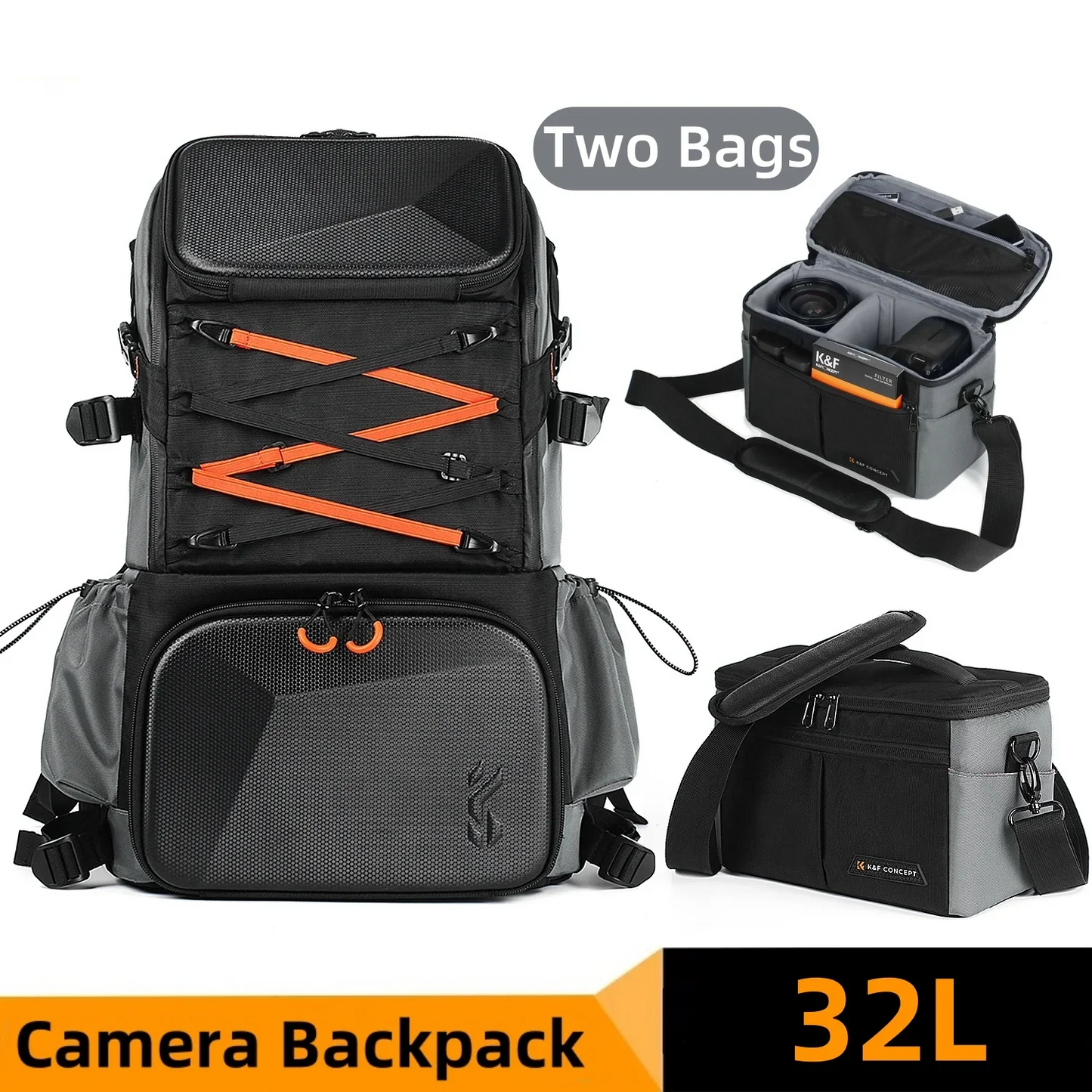 32L 2in1 Camera Backpack and Sling Bag Waterproof