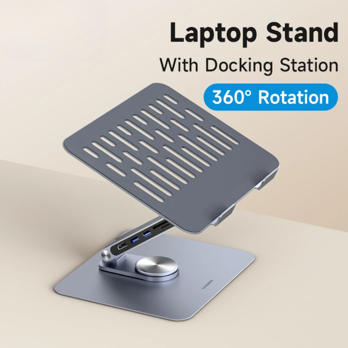 Adjustable Aluminium Laptop Stand with USB C Dock Hub