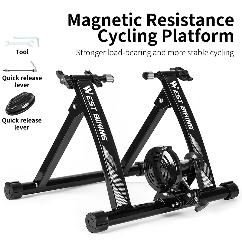 Basic Black Bike Trainer Six Speed Magnetic Roller