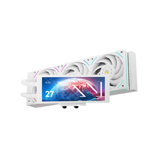 360 ARGB AIO CPU Cooler White with Custom LCD Display