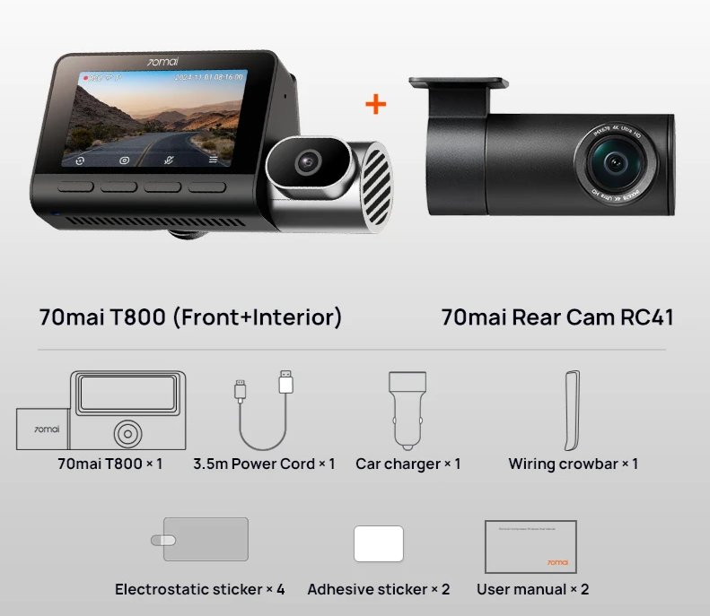 3 Channel Car Dash Cam Rear 4K 128GB Storage
