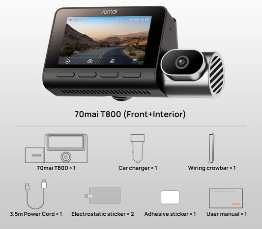 Front and Interior Dash Cam 4K 128GB Storage