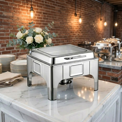 6L Stainless Steel Chafing Dish Buffet Warmer Flip-Top Lid