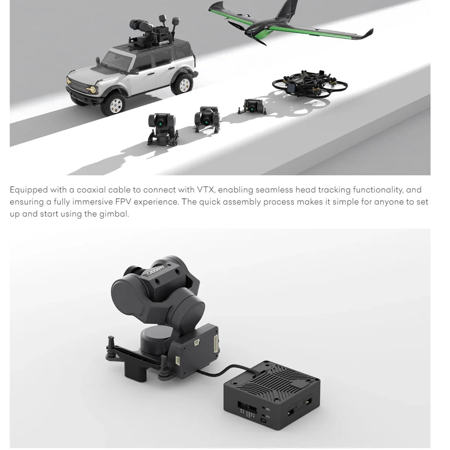 Portable FPV Gimbal GM1 Head Tracking Mount for RC Drone