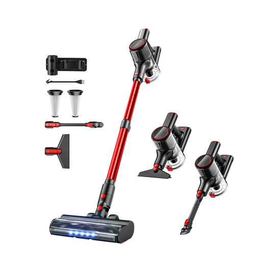 Cordless Vacuum 55Kpa 45Min Lightweight 8in1 Red
