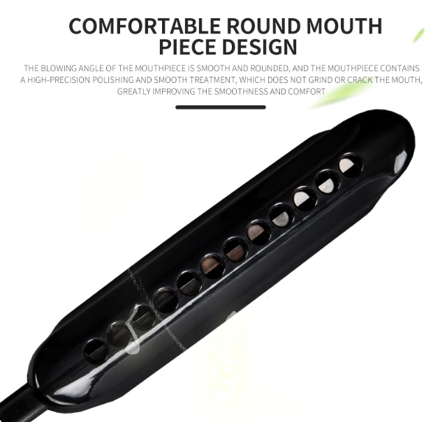 12 Hole Chromatic Harmonica Key of C Black