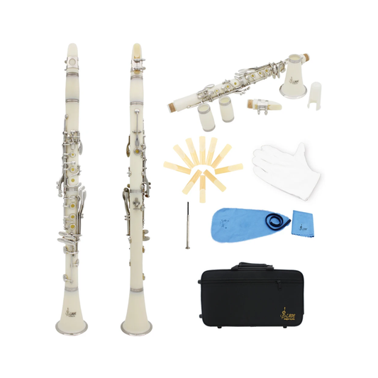 White Professional Bb Clarinet Bakelite 17 Keys Music Instrument