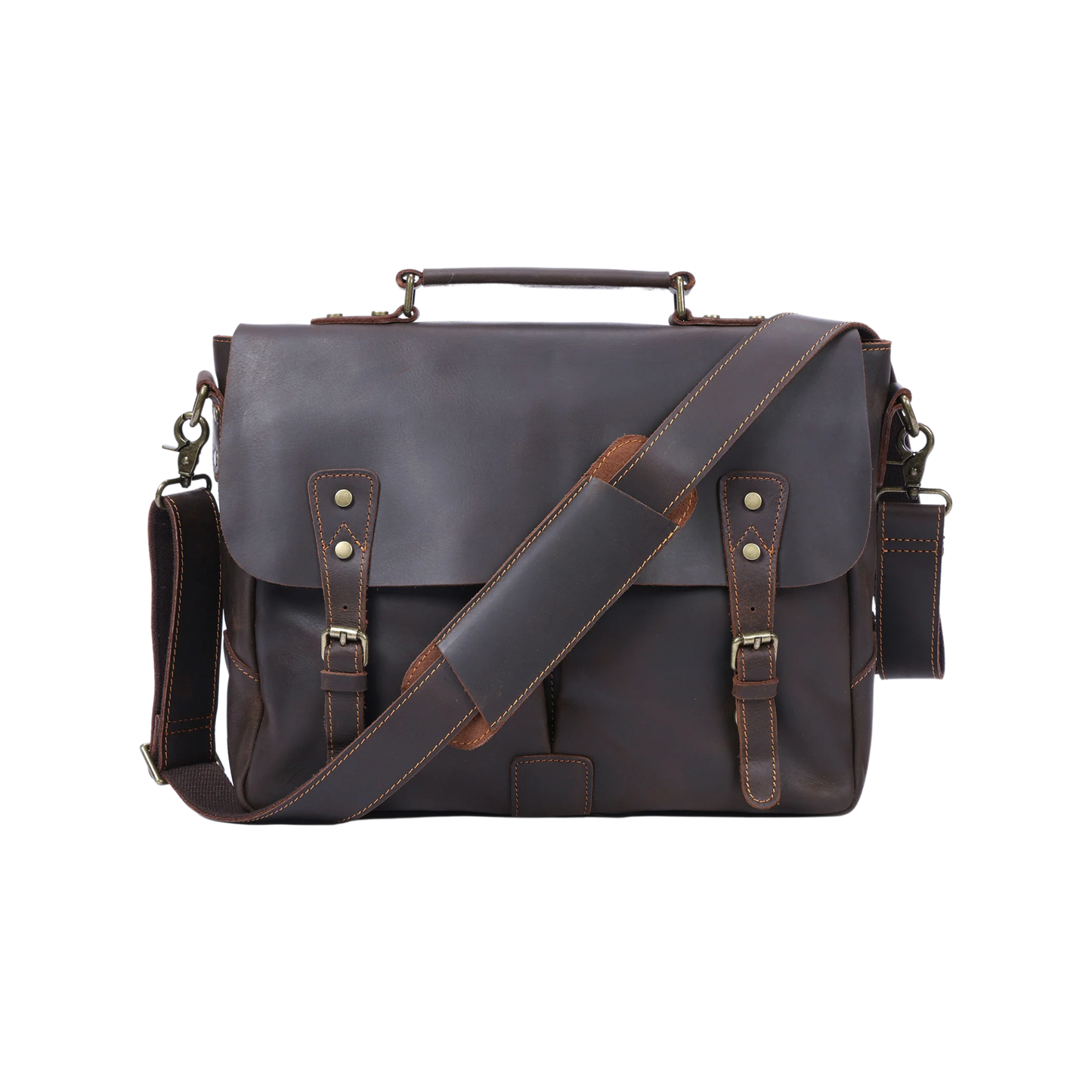 14" Vintage Leather Laptop Messenger Bag for Men