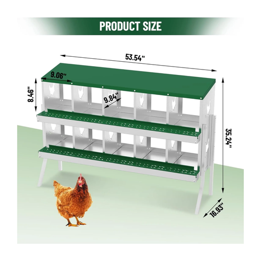 6 Compartment Chicken Nesting Box with Legs Green