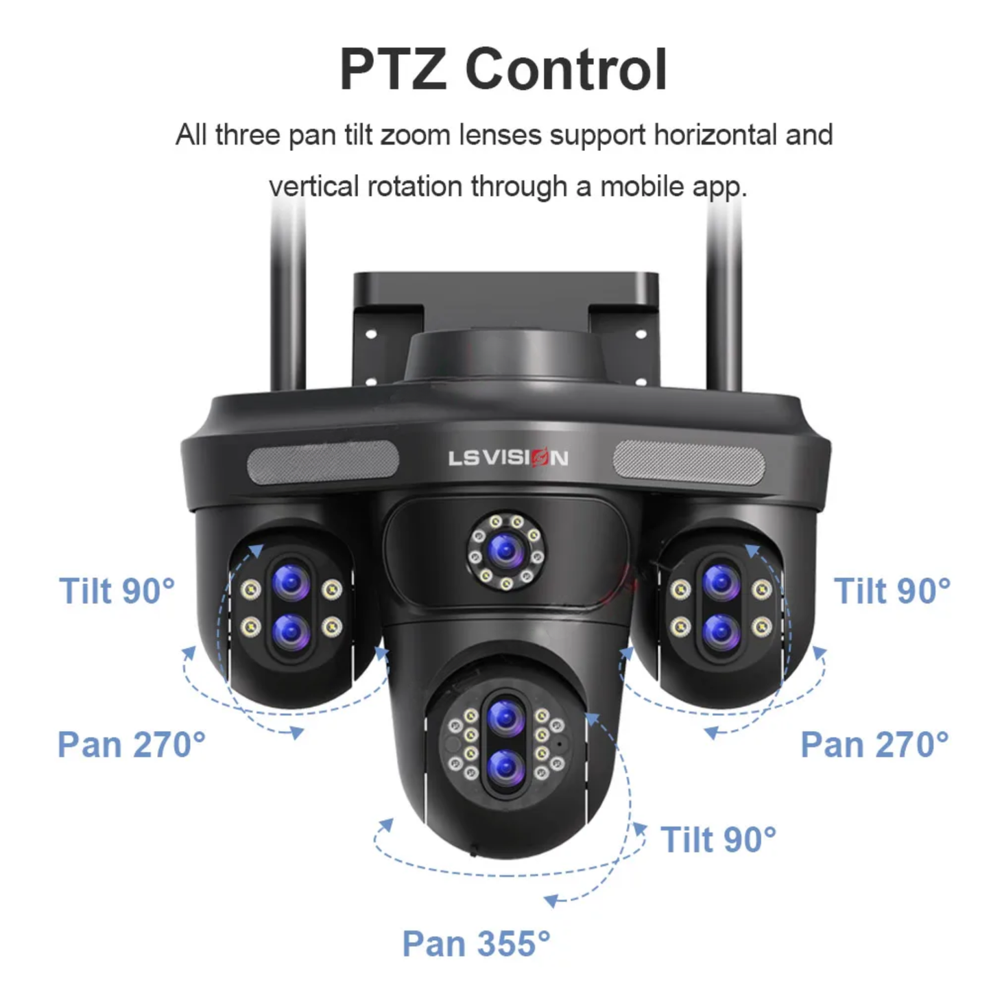 Outdoor 3 Screen Wireless Security Camera 10X Zoom 128G