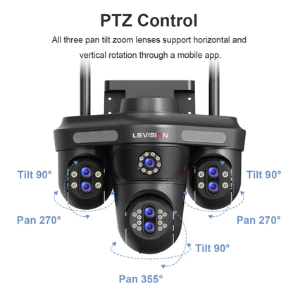 Outdoor 3 Screen Wireless Security Camera 10X Zoom 128G