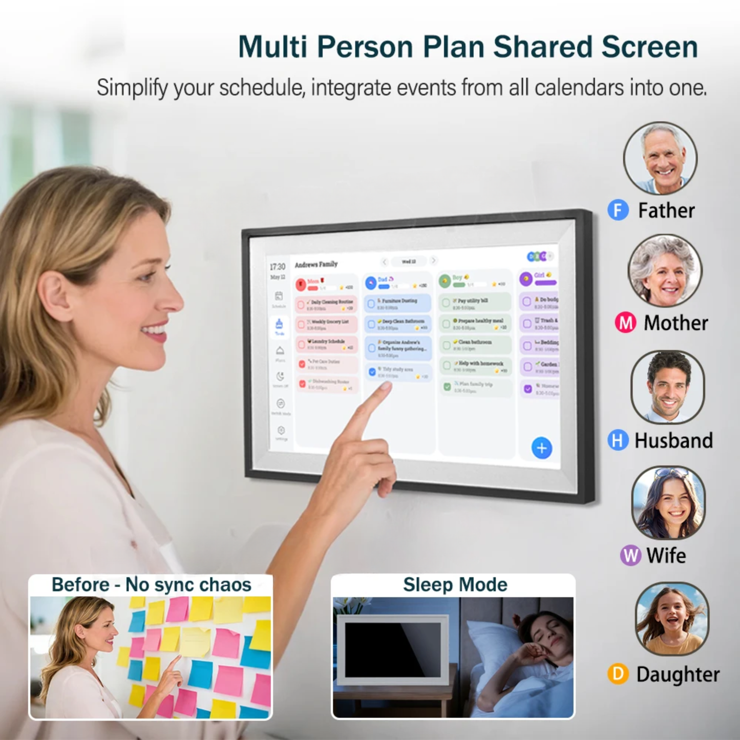 15.6″ Wi-Fi Smart Digital Calendar & Chore Planner