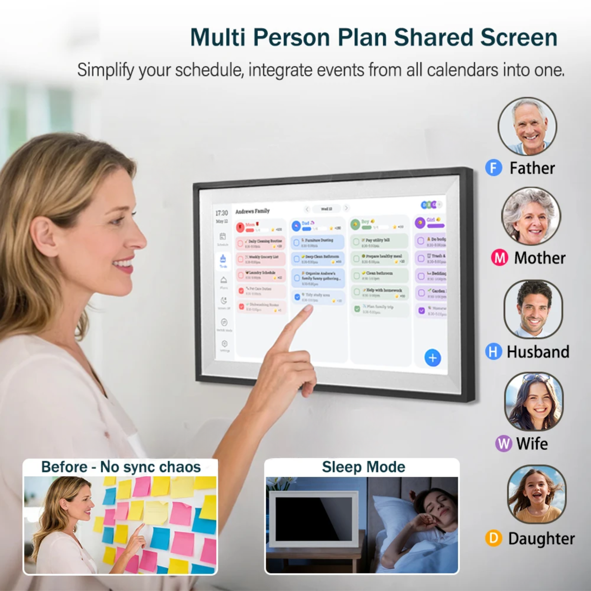 15.6″ White Touchscreen Family Scheduler & Wall Calendar