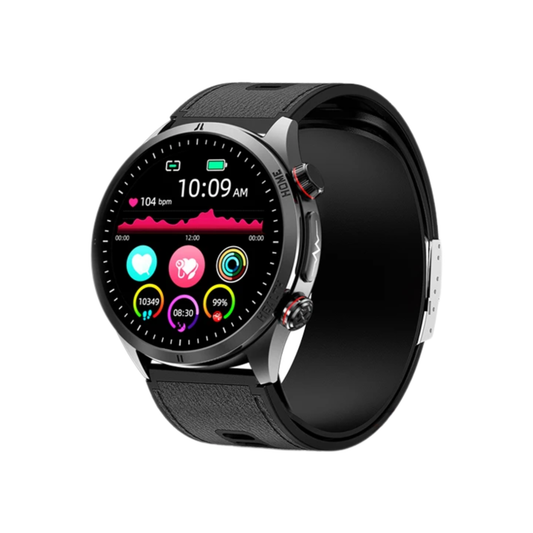Smart Health Watch Black Leather ECG NFC Call