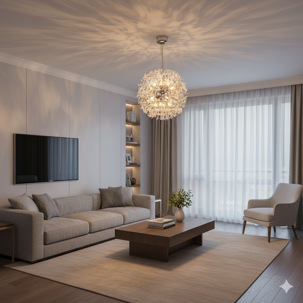 50cm Chrome Fireball LED Pendant Light for Bedroom