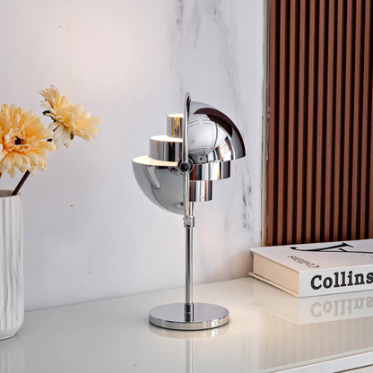 Minimalist Chrome Metal Desk Lamp with LED Option