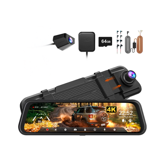 Dual Lens 4K Car DVR Wi-Fi Hardwire 64GB