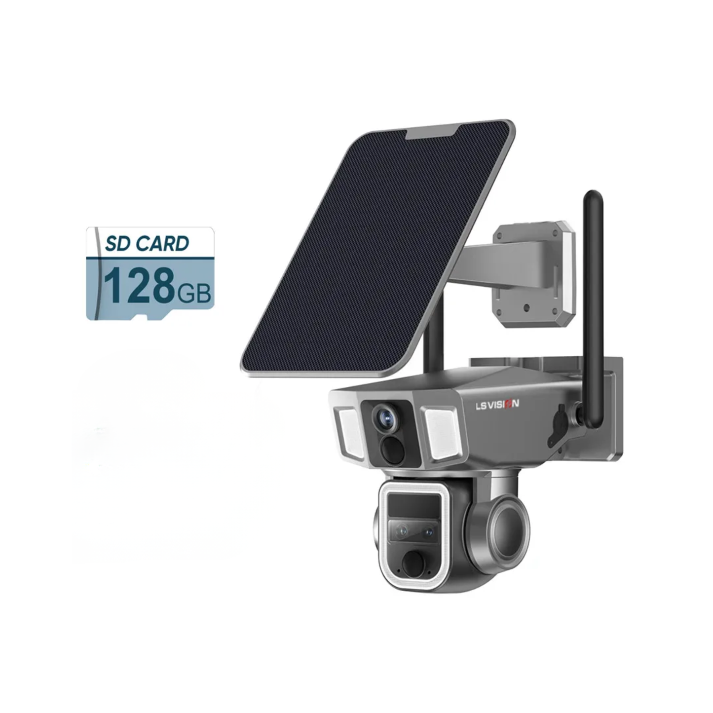 2in1 Solar CCTV Camera 12MP 6K 128G Storage