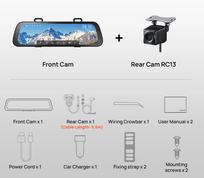 S500 Dash Cam 64GB SD Card 3K Dual HDR
