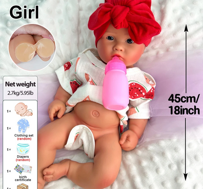 45cm Painted Reborn Baby Doll Realistic Blue Eyes