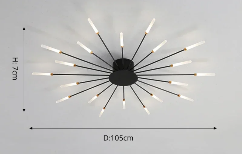 Sleek Black 20-Head LED Chandelier for Living and Dining