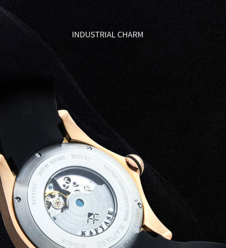 Gold Mechanical Bubble-Dial Wristwatch Automatic 46mm Design