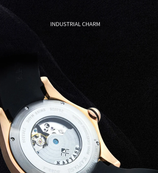 Gold Mechanical Bubble-Dial Wristwatch Automatic 46mm Design
